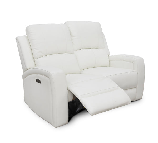 Aria White Leather Zero Gravity Dual Power Loveseat