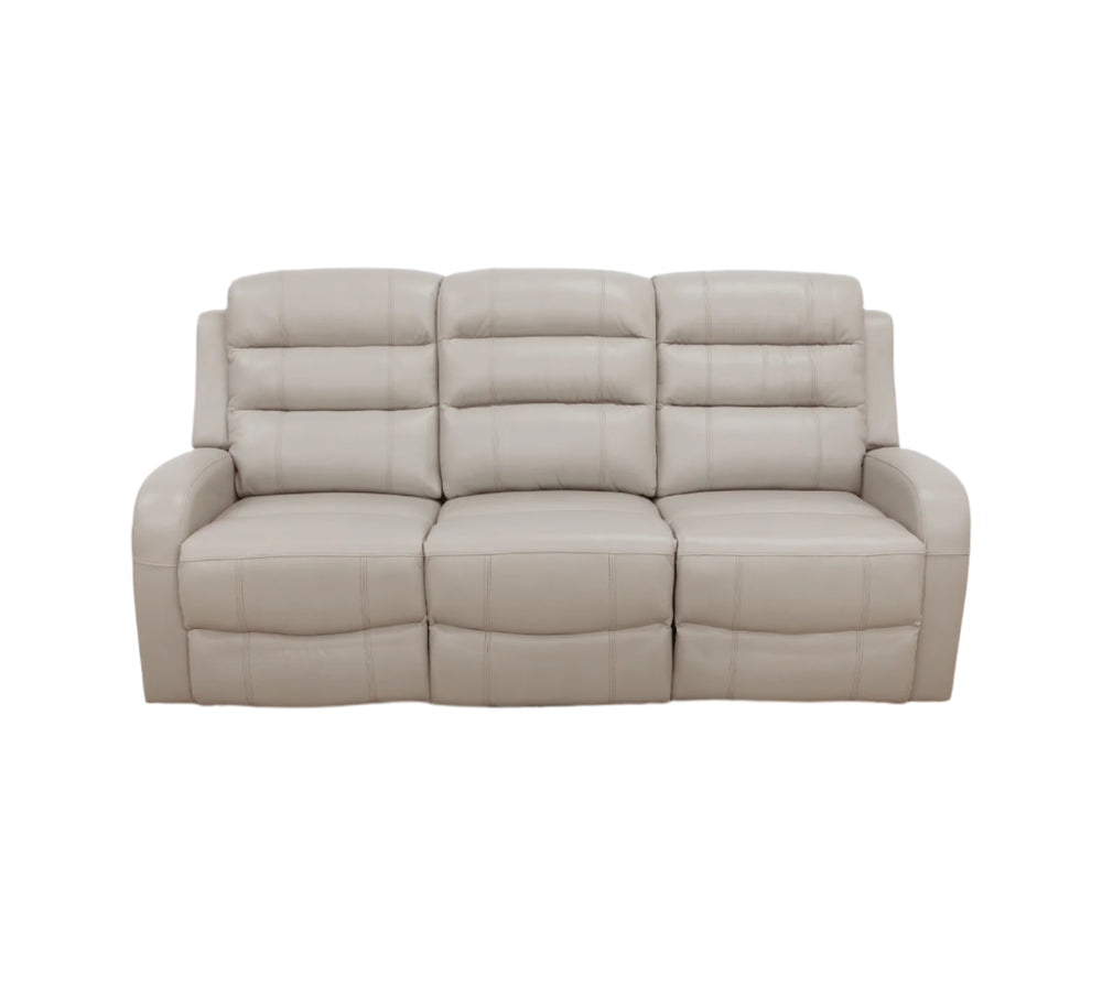 Leo Taupe Leather Triple Power Reclining Sofa