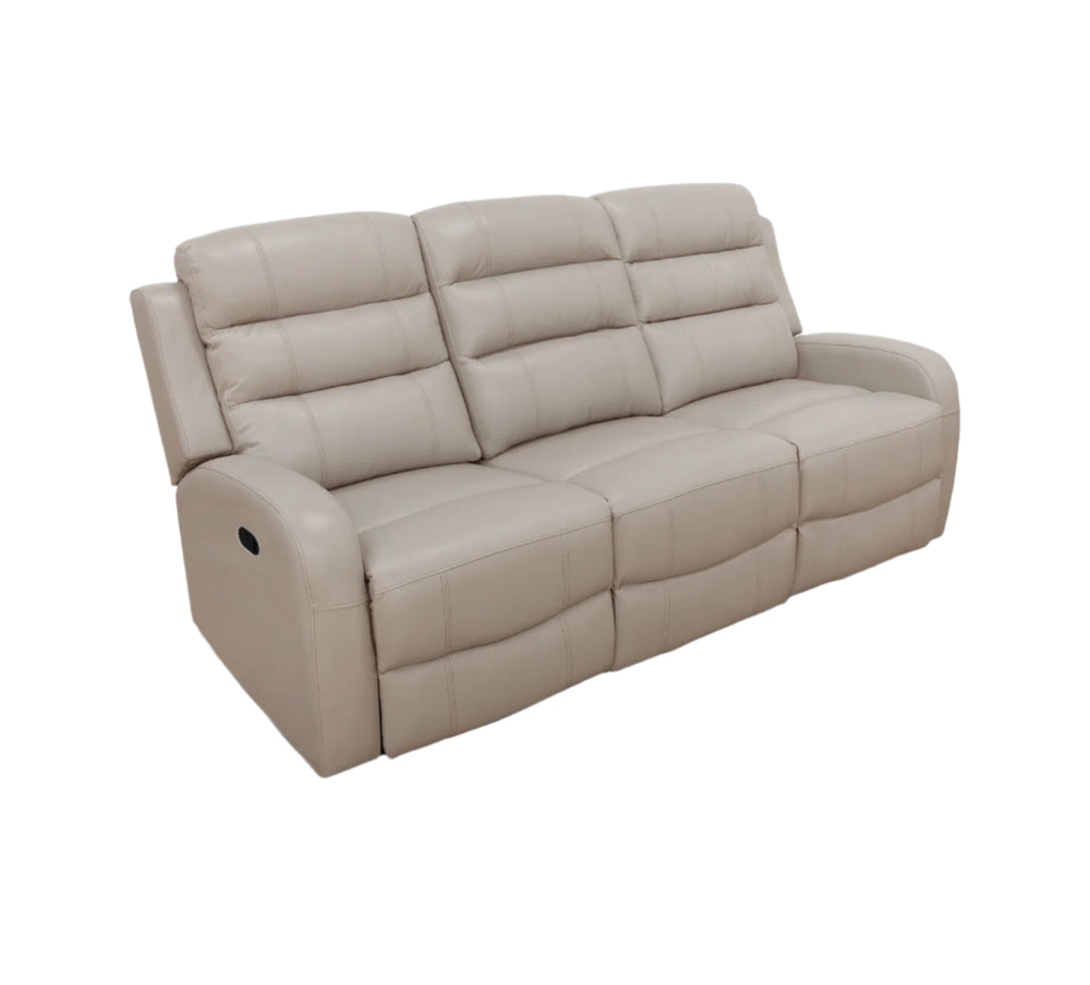 Sofá reclinable de cuero color topo Leo