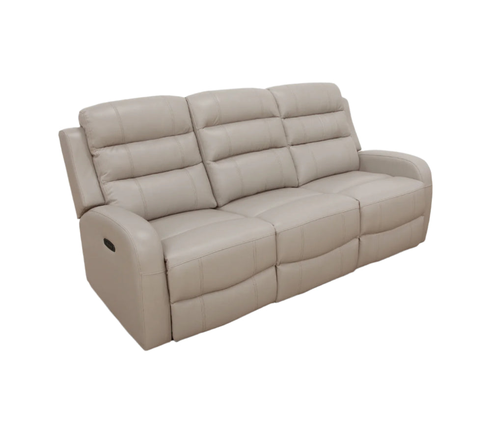 Leo Taupe Leather Triple Power Reclining Sofa