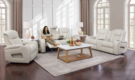 Sillón reclinable eléctrico triple Melody de 3 piezas de cuero para sala de estar