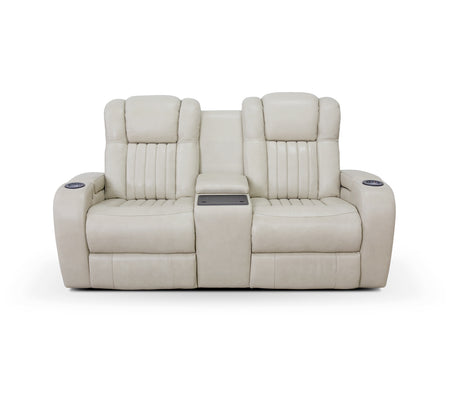 Sofá de dos plazas Melody Leather con consola reclinable eléctrica triple