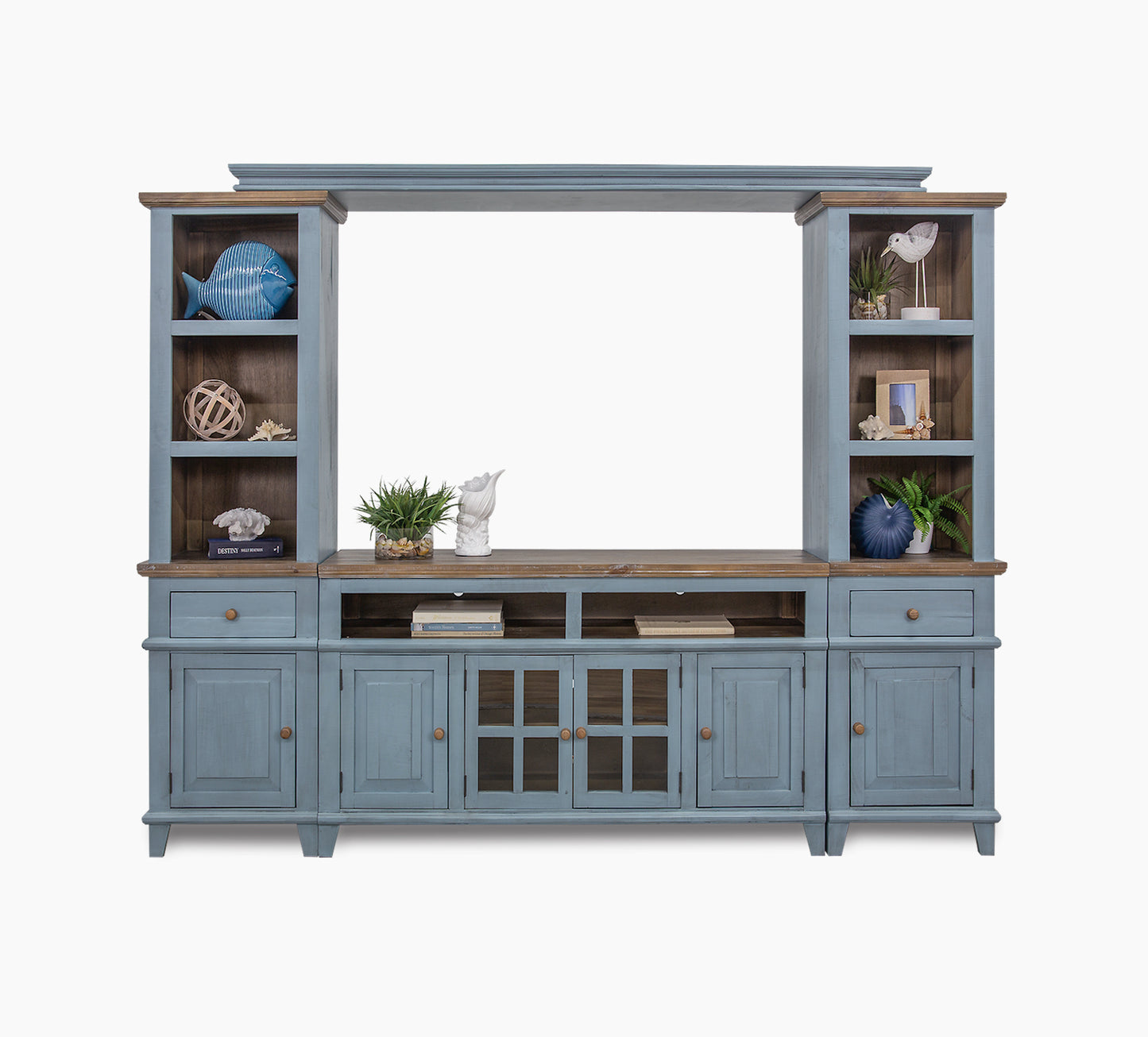 Miramar Blue 4 Piece Wall Unit with 65" TV Console