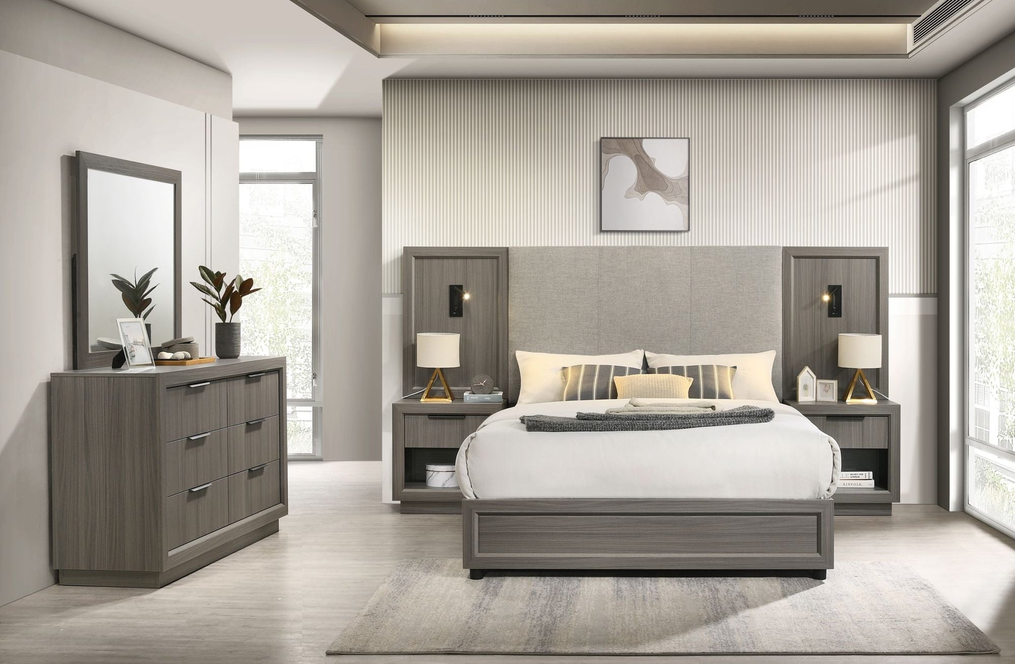 Martina 7 Piece King Lighted Panel Wall Bed – Kane's Furniture
