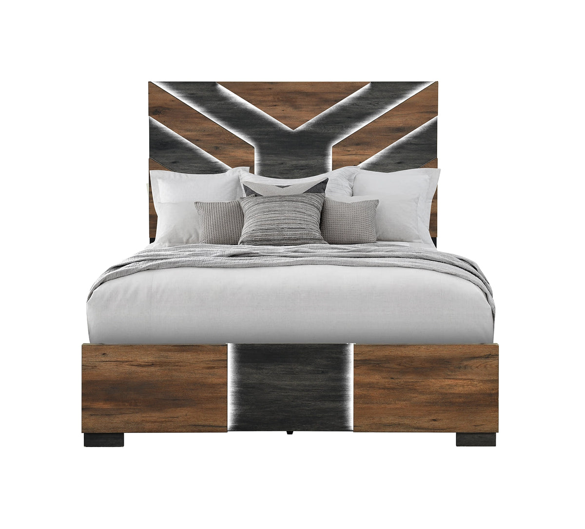 Optimus Brown Queen Lighted Bed