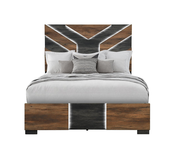 Optimus Brown Queen Lighted Bed