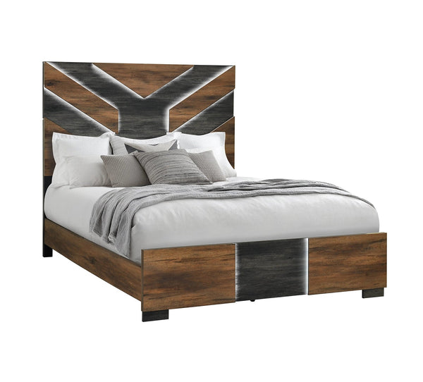 Optimus Brown Queen Lighted Bed