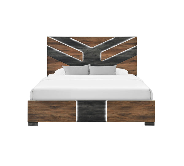Optimus Brown King Lighted Bed