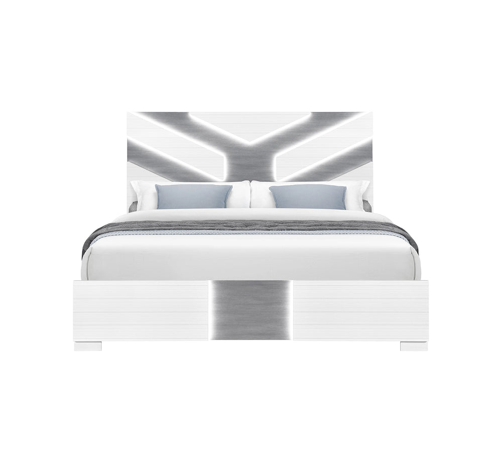 Optimus White King Lighted Bed