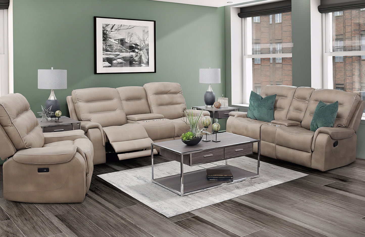 Palamino II 3 Piece Pwr Sofa w-Drop Down Table, Console Loveseat, & Recliner