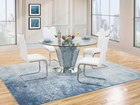 Pizzazz II 5 Piece Dining Set with Skyline White Chairs