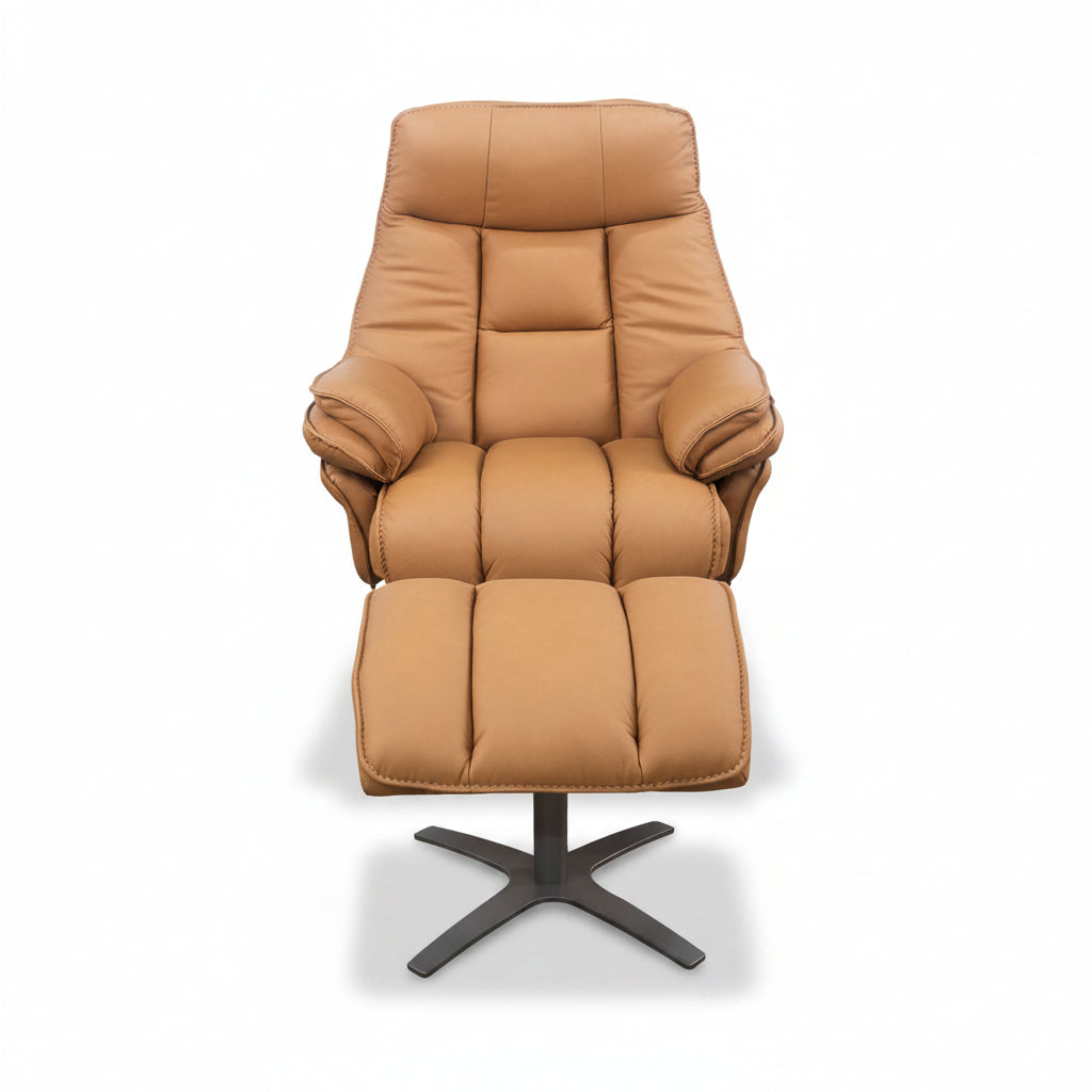 Rae Leather Power Swivel Chair & Ottoman