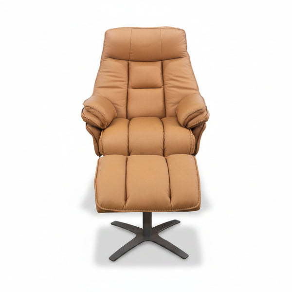 Rae Leather Power Swivel Chair & Ottoman