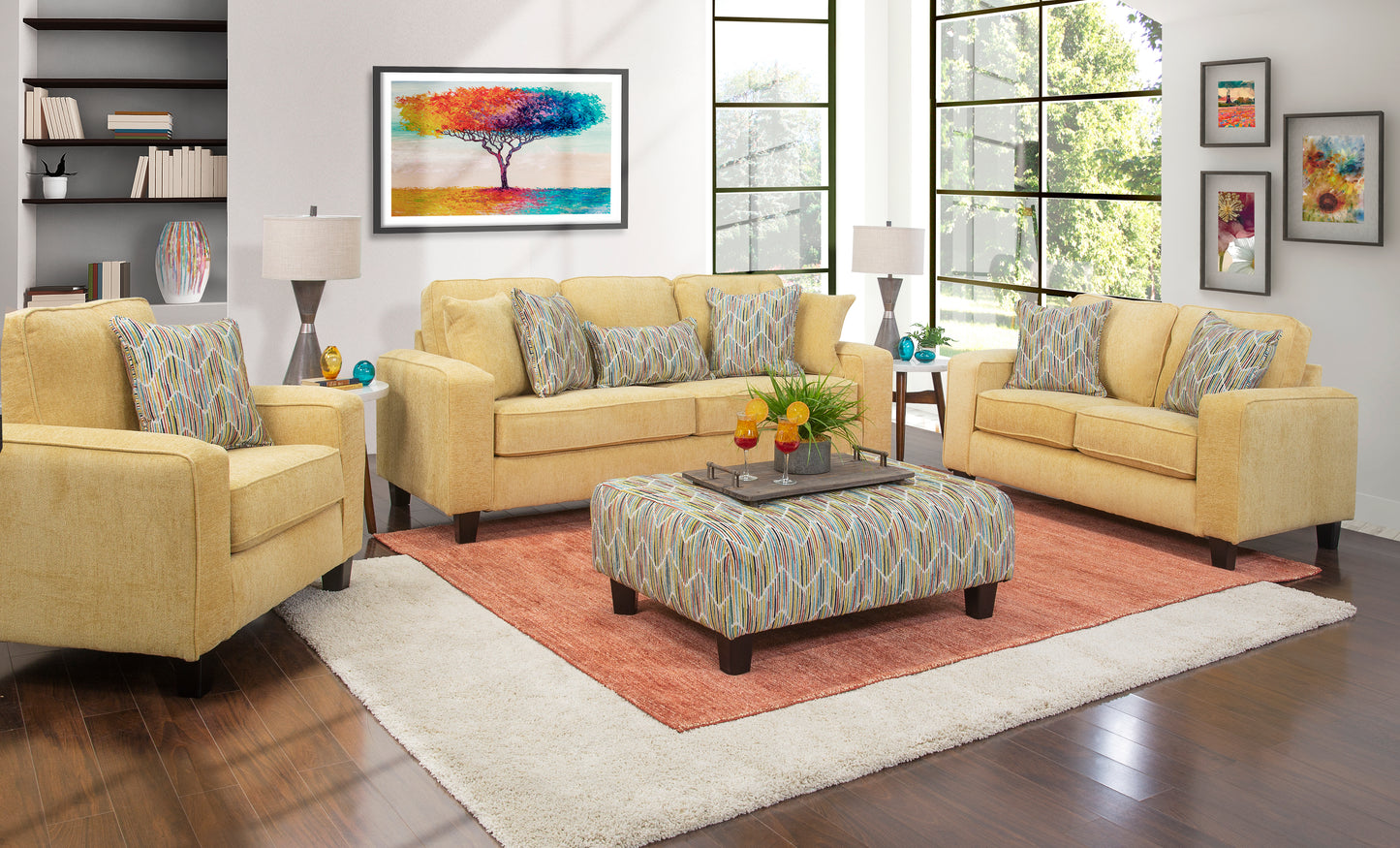 Rainbow Daffodil 3 Piece Living Room