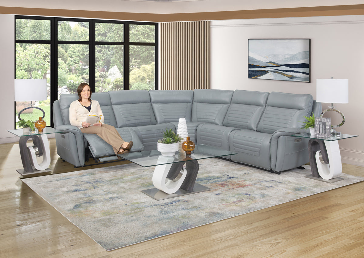 Rainier Teal 5 Piece Zero Gravity Power Reclining Sectional Kane's