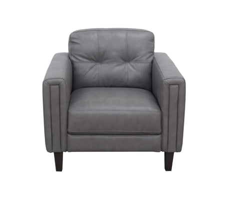 Silla de cuero gris Rossi