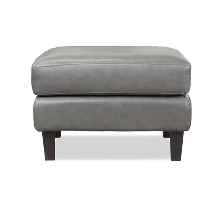Otomana de cuero gris Rossi