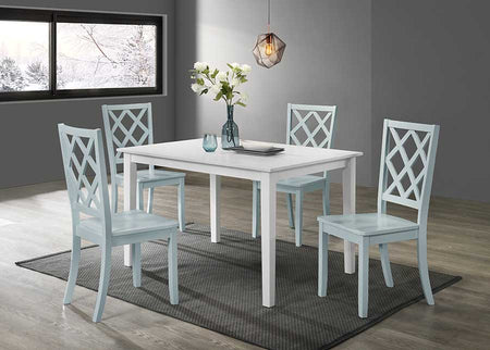Juego de comedor rectangular Sandpiper de 5 piezas con sillas laterales en color menta