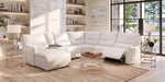 Senna White 6 Piece Leather Zero Gravity Dual Power Reclining Sectional with Left Arm Facing Chaise and Cooling Console