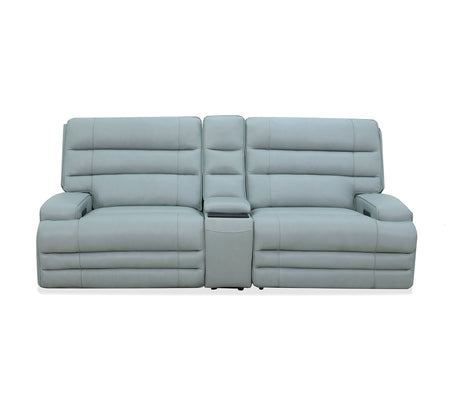 Hero Aqua Leather Zero Gravity Triple Power Console Sofa