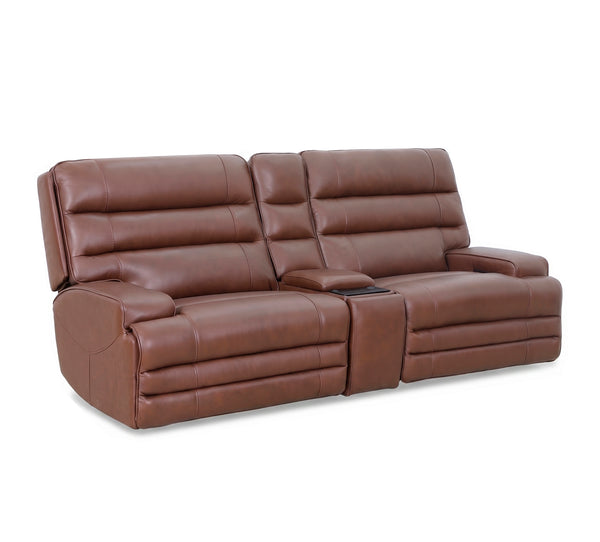 Hero Umber Leather Zero Gravity Triple Power Reclining Sofa