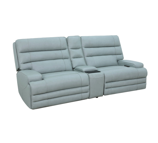 Hero Aqua Leather Zero Gravity Triple Power Console Sofa