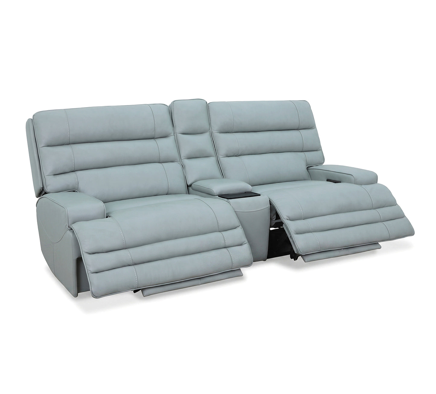 Hero Aqua Leather Zero Gravity Triple Power Console Sofa