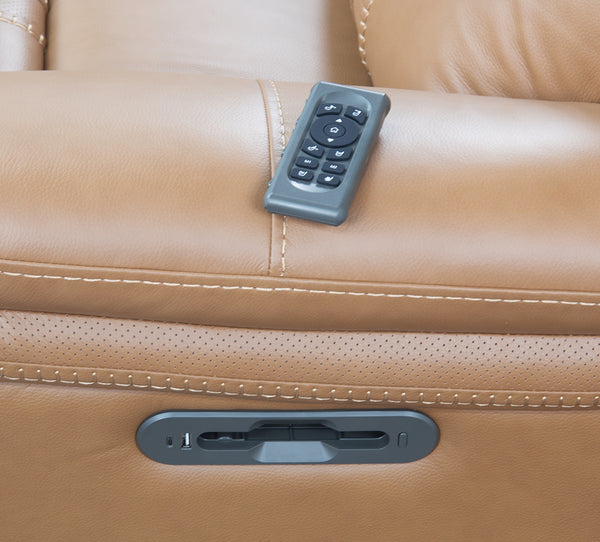 Sonic 7 Piece Leather Zero Gravity Triple Power Sectional with Left and Right Arm Facing Recliners, an Armless Chair, a Wedge, an Armless Triple Power Recliner, and 2 Storage Consoles