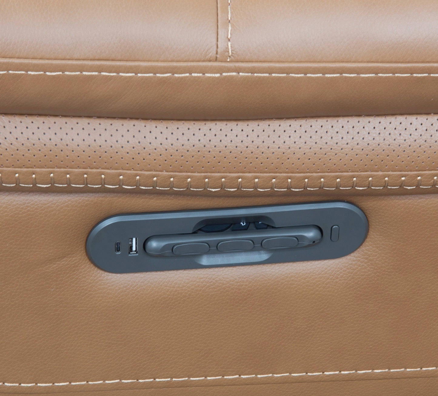 Sonic 7 Piece Leather Zero Gravity Triple Power Sectional with Left and Right Arm Facing Recliners, an Armless Chair, a Wedge, an Armless Triple Power Recliner, and 2 Storage Consoles