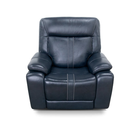 Sillón reclinable eléctrico triple de cuero azul marino Sonic