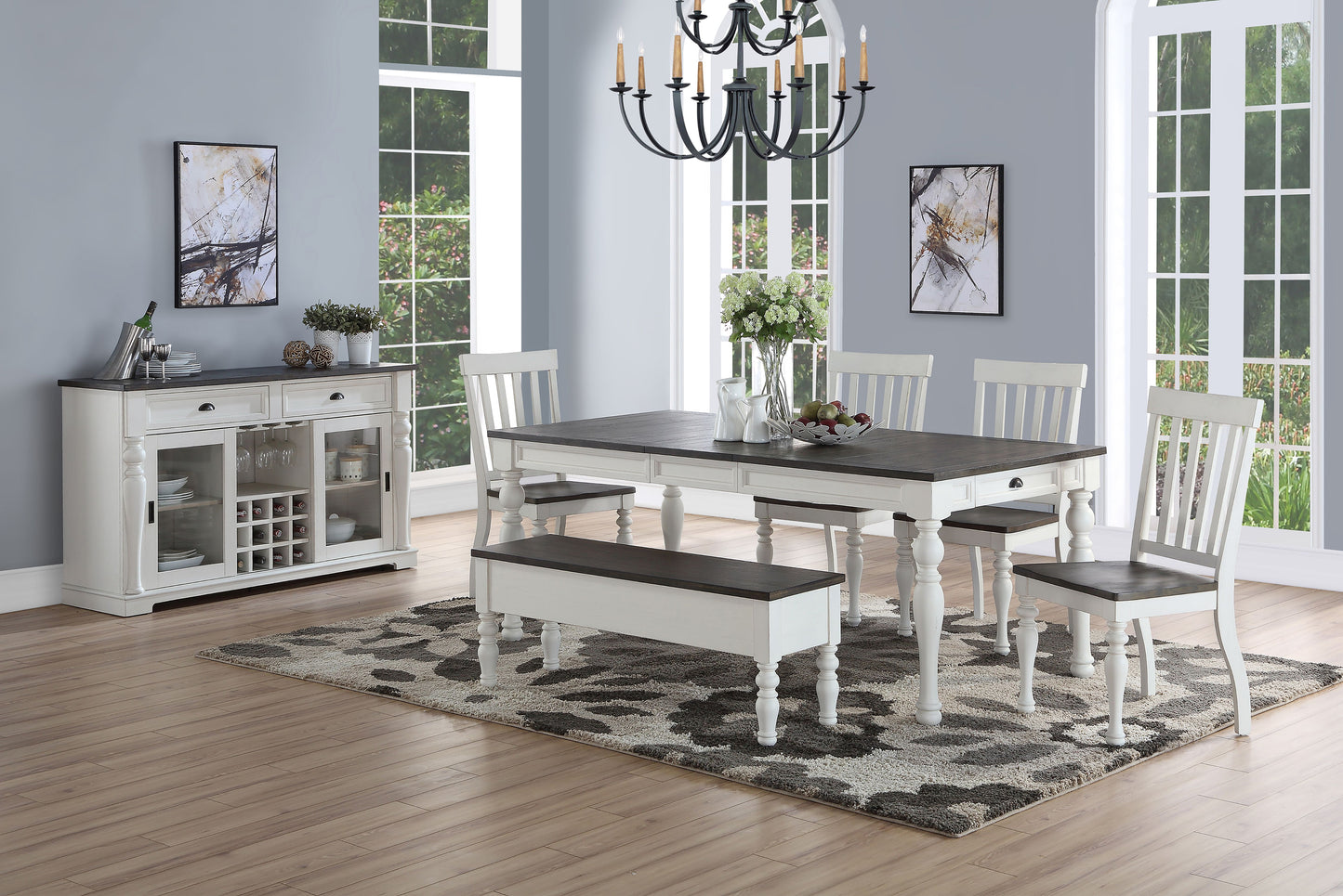 Joanna 4 Piece Dining Set With 2 Chairs, Bench