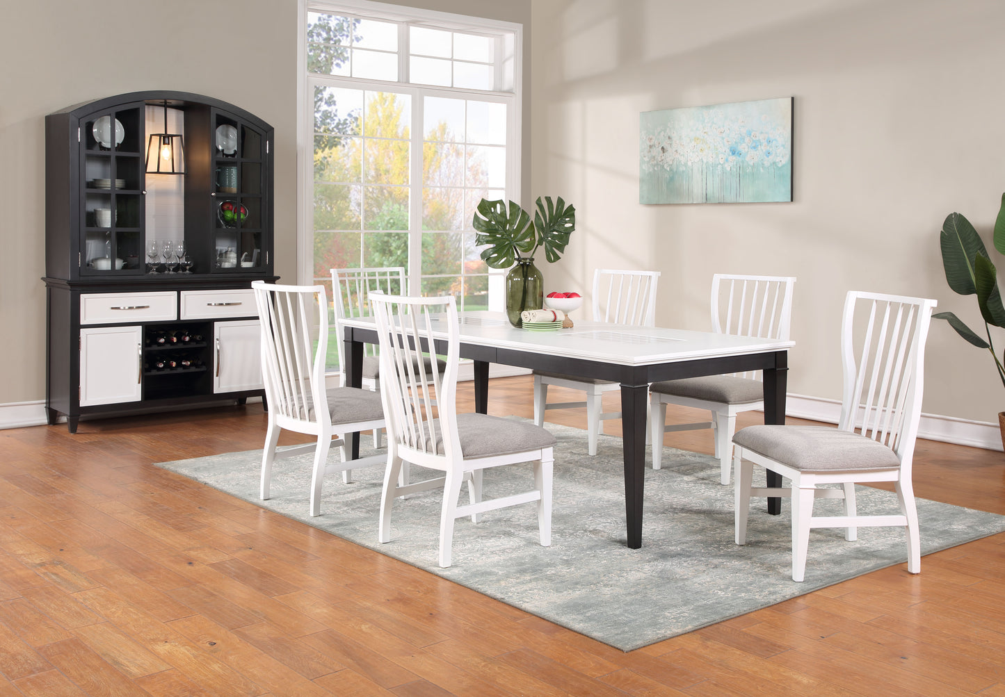 Subway Tile 5 Piece Dining Set with White Chairs