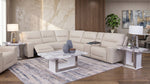 Stratos Stone 6 Piece Leather Zero Gravity Dual Power Sectional with Cooling Console