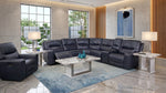 Stratos Navy 6 Piece Leather Zero Gravity Dual Power Sectional with Cooling Console