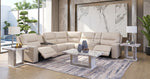 Stratos Stone 7 Piece Leather Zero Gravity Dual Power Sectional with Storage Console and Cooling Console
