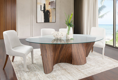 Swirl 5 Piece Dining Set with Upholstered Wood Leg Chairs