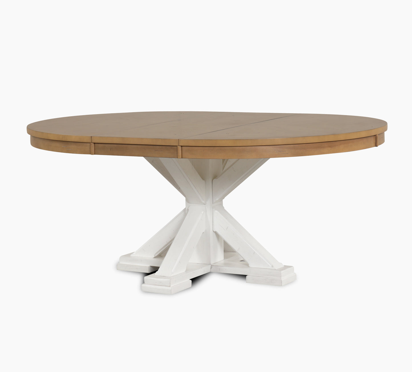 Trina Round/Oval Dining Table with Natural Top and White Base