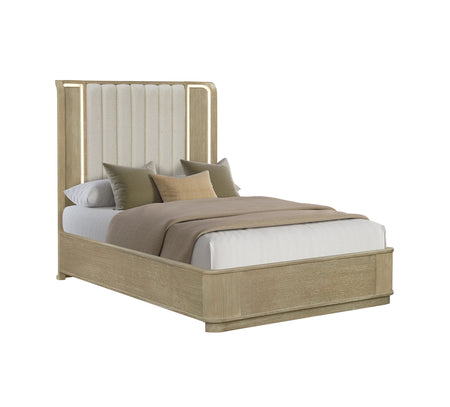 Treviso Queen Lighted Upholstered Panel Bed