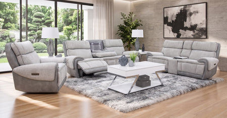 Tunes 3 Piece Zero Gravity Dual Power Sofa with Drop Down Table and Immersive Sound, Loveseat with Cooling Console and Immersive Sound, and Recliner