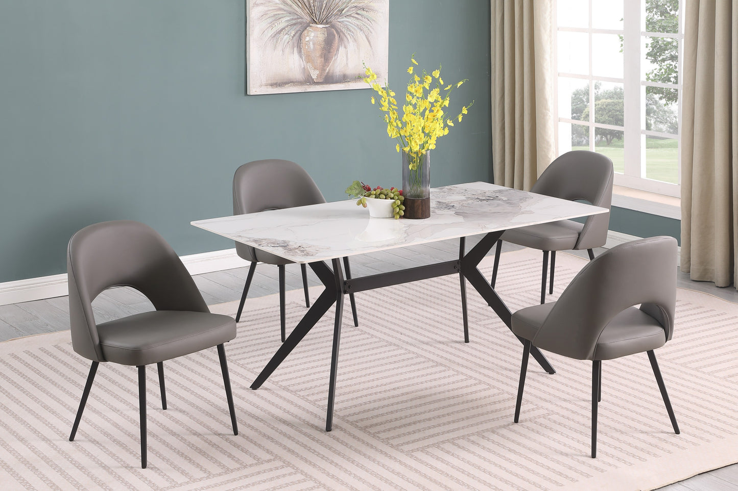 Hampshire 5 Piece Dining Set with Grey Chairs