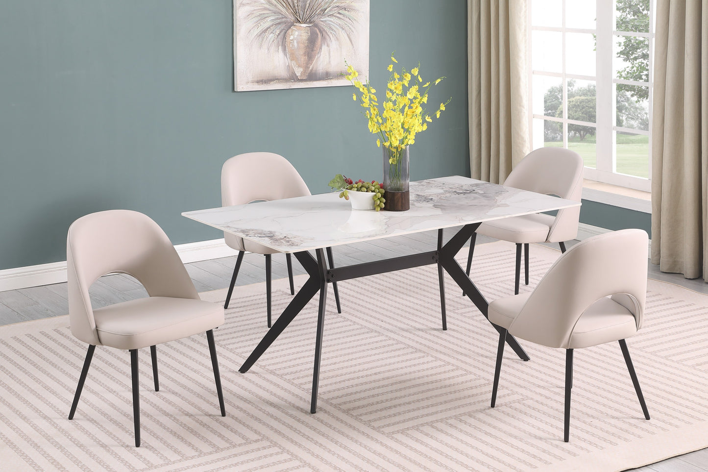 Hampshire 5 Piece Dining Set with Taupe Chairs