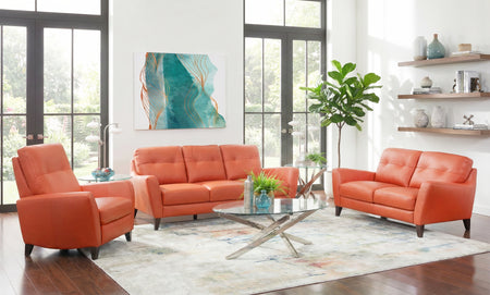 Valentino II Terracotta 100% Italian Leather Pushback Recliner