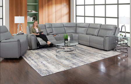 Vance Grey 6 Piece Leather Zero Gravity Triple Power Reclining Sectional