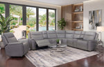 Vance Grey 7 Piece Leather Zero Gravity Triple Power Sectional with 2 Cooling Consoles
