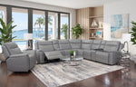 Vance Grey 7 Piece Leather Zero Gravity Triple Power Sectional with Storage Console and Cooling Console