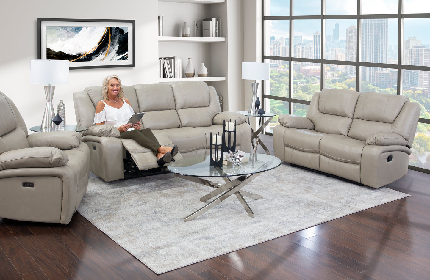 Wade 5 Piece Leather Reclining Living Room