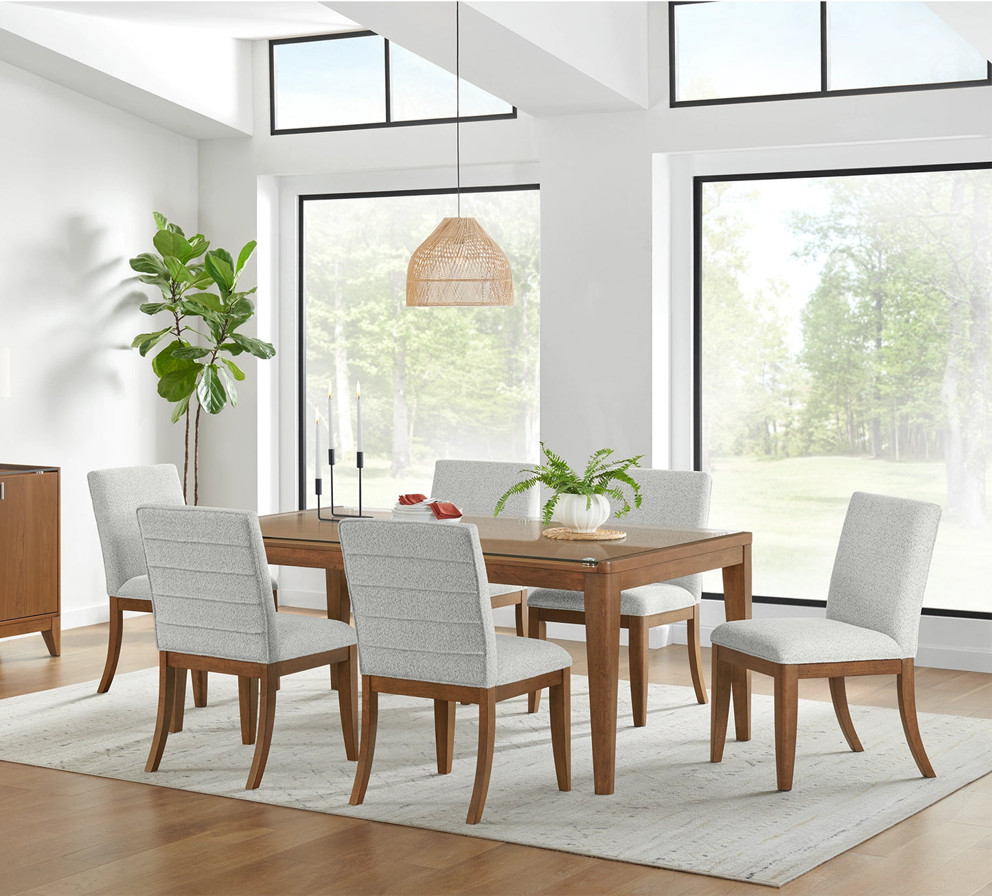 Walnut Grove 5 Piece Dining set with Upholstered Side Chairs