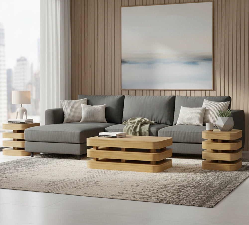 Brix Cocktail Table and Two Square End Table Set