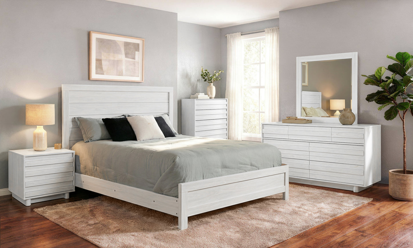 Performa White II 5 Piece King Panel Bedroom
