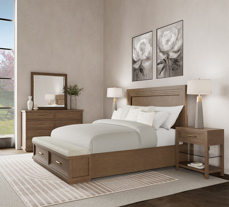Cascade Brown 5 Piece Queen Lighted Storage Bedroom
